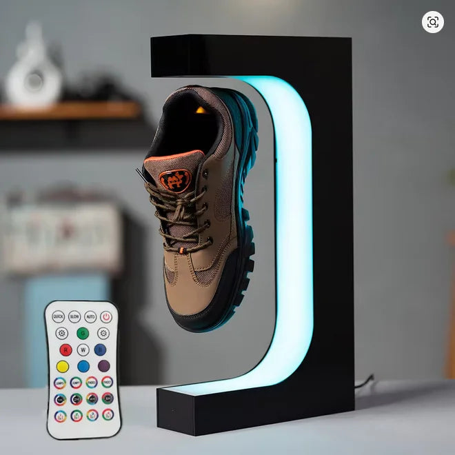 LED Magnetic Rotation Shoe Display Stand Levitation Floating Shoes Sneaker Home Decor Shoes Storage Shoes Shop Sample Showcase