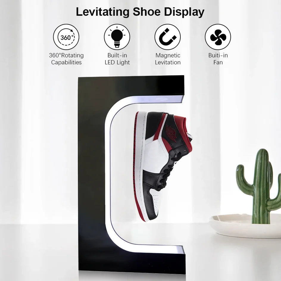LED Magnetic Rotation Shoe Display Stand Levitation Floating Shoes Sneaker Home Decor Shoes Storage Shoes Shop Sample Showcase