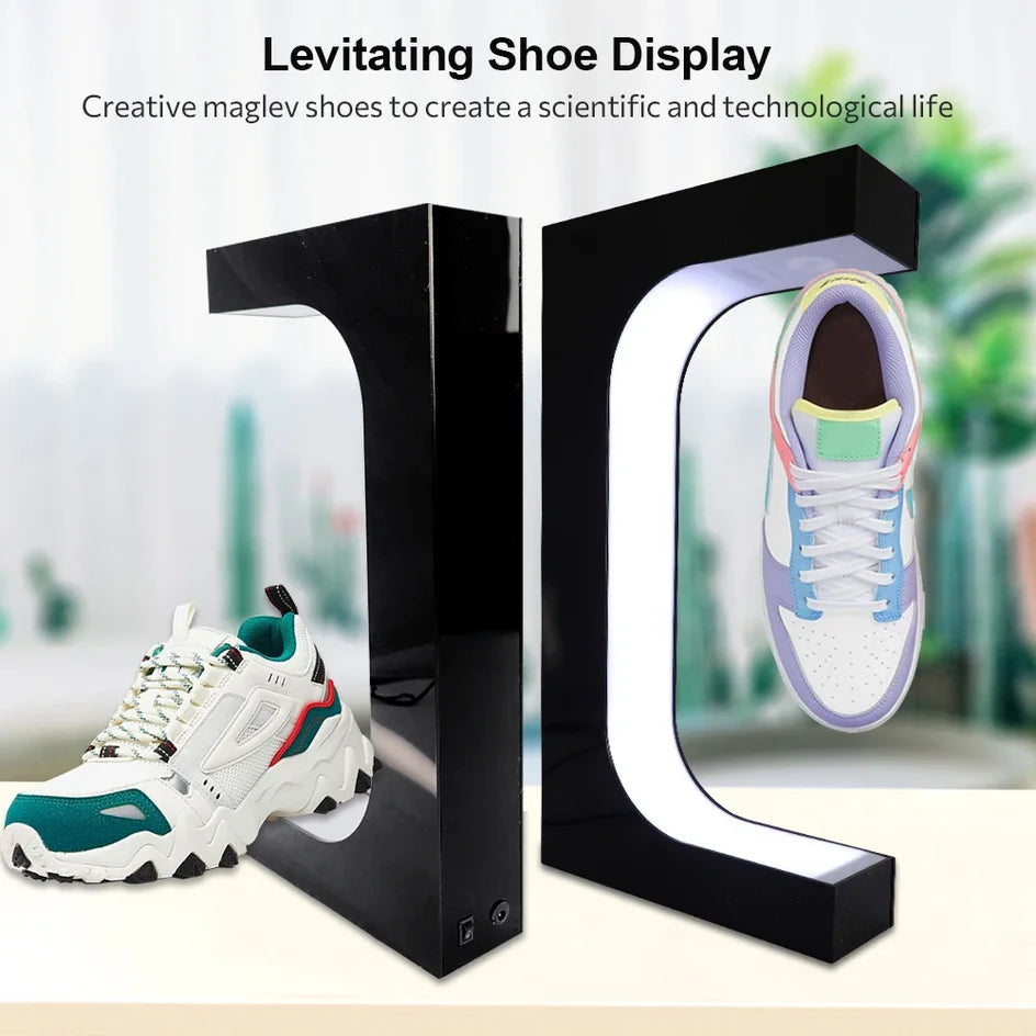 LED Magnetic Rotation Shoe Display Stand Levitation Floating Shoes Sneaker Home Decor Shoes Storage Shoes Shop Sample Showcase