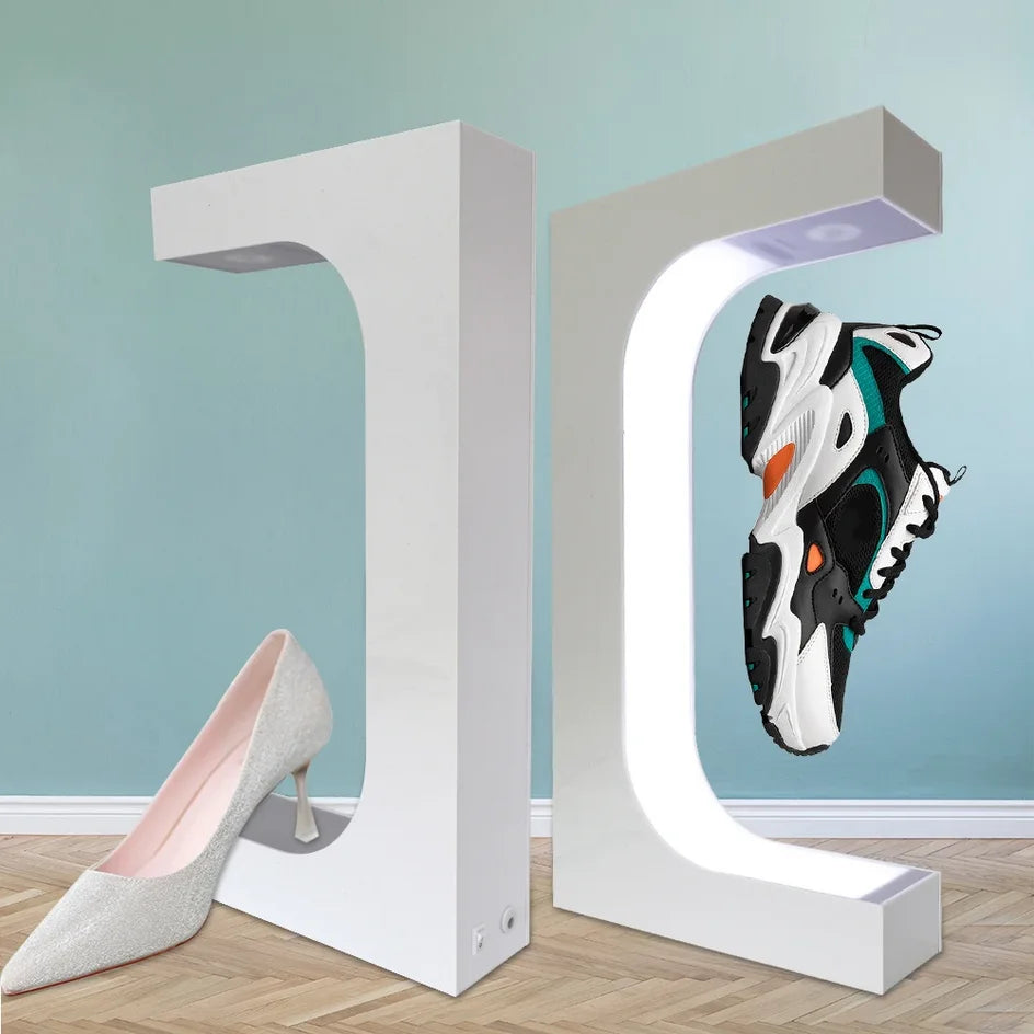 LED Magnetic Rotation Shoe Display Stand Levitation Floating Shoes Sneaker Home Decor Shoes Storage Shoes Shop Sample Showcase